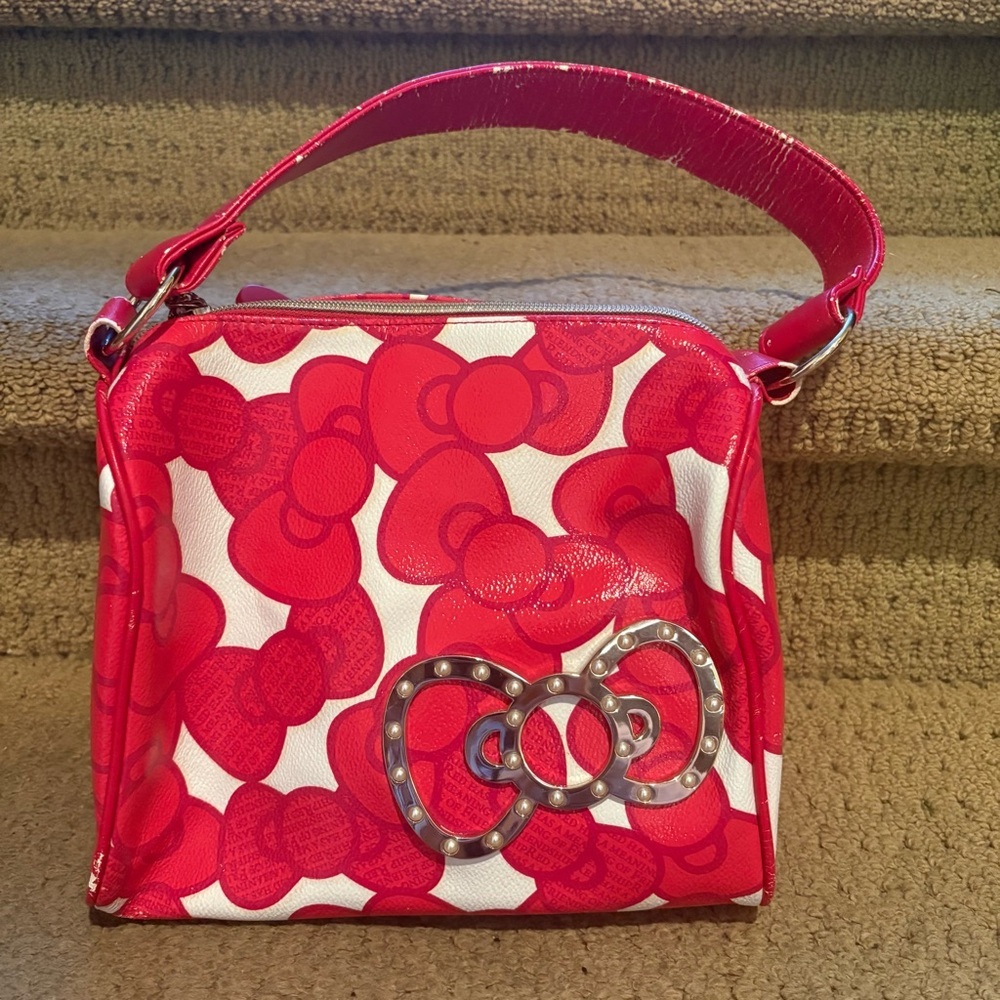 SANRIO Hello Kitty Red White 35th Anniversary 2009 Bag 9”x9-1/2”-Shows Wear